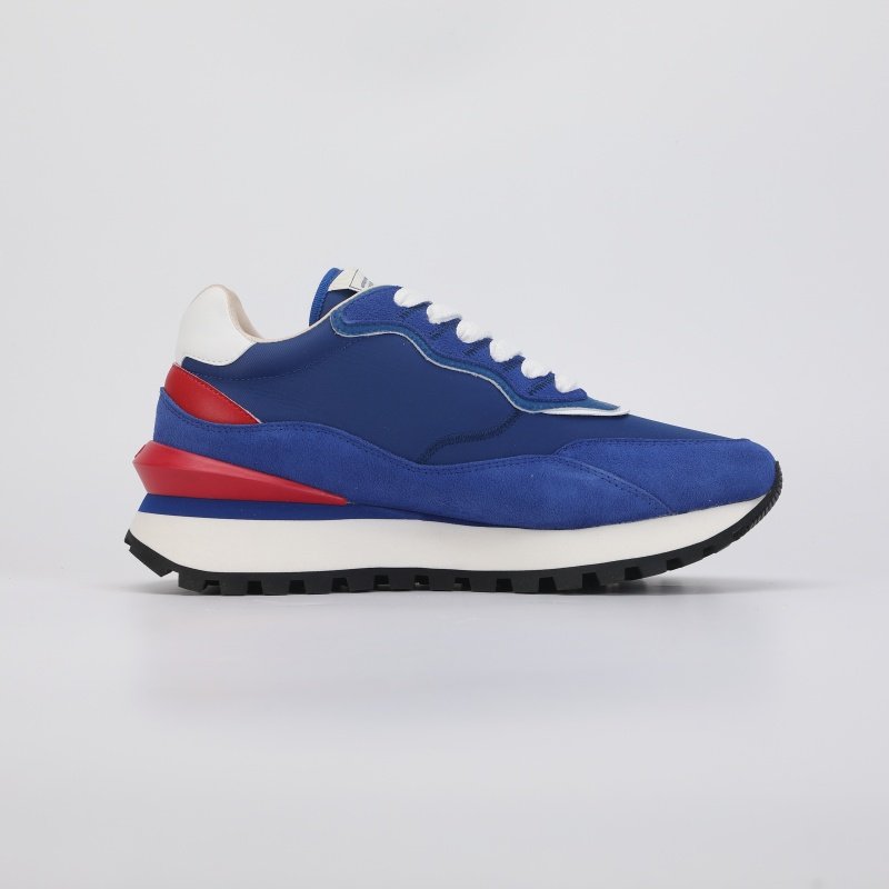 Men Lace-Up Suede Leather Sports running shoes Blue Sneakers - Image 4