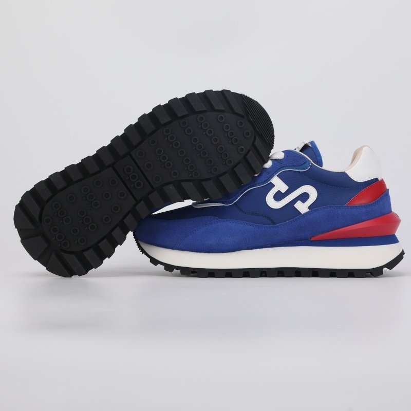 Men Lace-Up Suede Leather Sports running shoes Blue Sneakers - Image 9